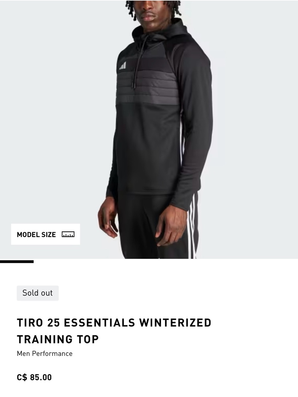 adidas Black Hooded Padded Training Top